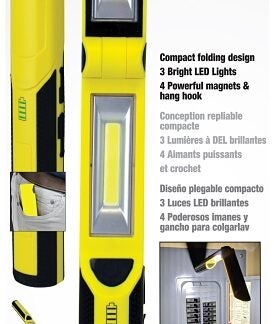 PowerZone ORLEDRFHH01 Work Light, Lithium-Ion Battery, LED Lamp, 40, 300 and 600 Lumens, Yellow and Black