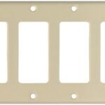 Eaton Cooper Wiring 2164 2164V-BOX Wallplate, 4-1/2 in L, 8.19 in W, 4 -Gang, Thermoset, Ivory, High-Gloss