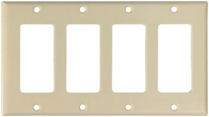 Eaton Cooper Wiring 2164 2164V-BOX Wallplate, 4-1/2 in L, 8.19 in W, 4 -Gang, Thermoset, Ivory, High-Gloss