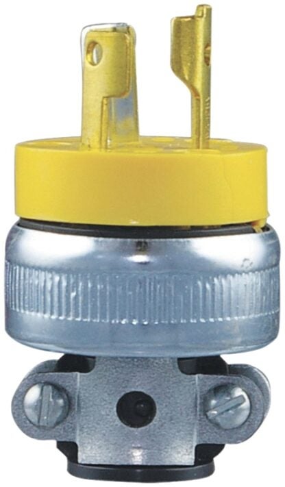 Arrow Hart 2473-BOX Locking Plug, 2 -Pole, 15 A, 125 V, Yellow