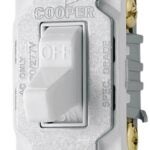 Eaton Wiring Devices CS215W Toggle Switch, White, 15 A, 120/277 V, Screw Terminal, 2-Pole, Nylon Housing Material