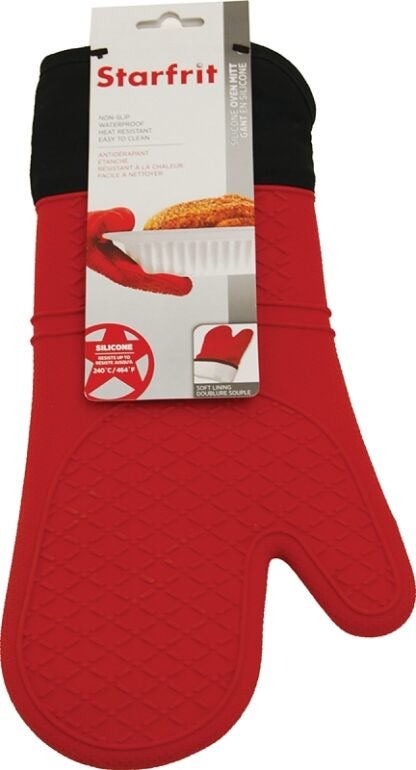 Starfrit 093470006 Oven Mitt with Liner, Cotton/Silicone, Red, 464 deg F