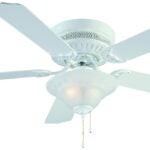 Boston Harbor CF-B-652+1F242WH Low Profile Ceiling Fan, 5-Blade, Bleached Oak/White Blade, 52 in Sweep, 3-Speed