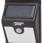 PowerZone 12539 Solar Powered Motion Sensor Wall Light, Lithium Battery, 16-Lamp, LED Lamp, ABS/PS Fixture, Black