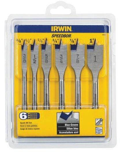 IRWIN 88886 Spade Bit Set, Standard, 6-Piece, HSS