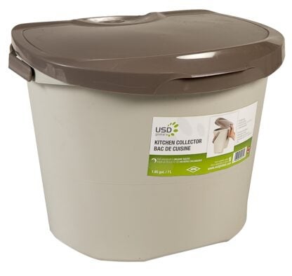 USD Global IPL 6022441001W01 Kitchen Composter, 9 in OAW, 9 in OAD, 11 in OAH, 7 L Capacity, Polypropylene, Beige/Brown