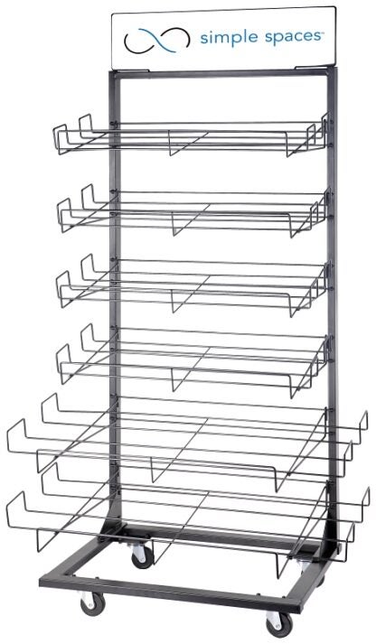 Simple Spaces RK-A01 Door Mat Display Stand, 220 lb, 40-1/2 in OAW, 28-1/2 in OAD, 75-1/4 in OAH, 6-Shelf, Metal