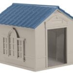 Suncast DH350 Dog House, 38-1/2 in OAL, 33 in OAW, 32 in OAH, Resin, Blue/Taupe