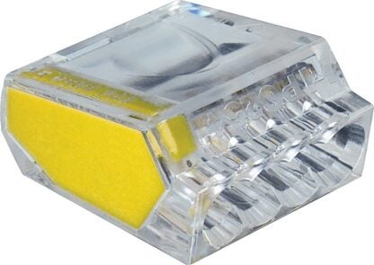 GB PushGard 19-PC4 Wire Connector, 22 to 12 AWG Wire, Copper Contact, Polycarbonate Housing Material, Clear Yellow