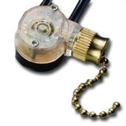 GB GSW-32 Pull Chain Switch, 1-Pole, 125/250 VAC, 3 A, Brass