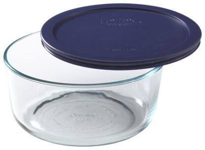 Pyrex 6017397 Storage Plus Bowl, 2 Cups, Glass/Plastic, Clear/Navy Blue Sells in Quantity of 4