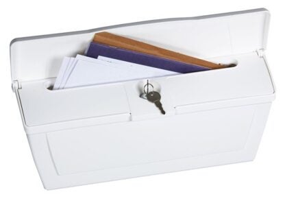 Pro-Df P75000 Standard Lockable Mailbox, 440 cu-in, Plastic, Textured, White, 15-1/2 in W, 4.13 in D, 6-1/4 in H