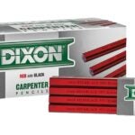 Dixon Ticonderoga 19973 Carpenter Pencil, 7 in L, Wood Barrel, Black/Red Barrel Sells in Quantity of 12