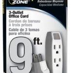 PowerZone OR890609 Office Extension Cord, 16 AWG Cable, 5-15P Grounded Plug, 5-15R Grounded Receptacle, 9 ft L