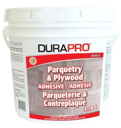 Dura Pro AF0033-378 Parquetry and Plywood Adhesive, Yellow, 3.78 L, Pail