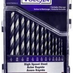 Vulcan 242790OR Plastic Case Drill Bit Set, 13-Piece, High-Speed Steel, Black Oxide/Polished