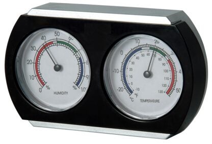 Thermor TR415 Hygrometer, -10 to 130 deg F, Black/Silver