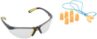 Diamondback 541839 Ear Plugs and Safety Glasses Combo, Unisex, 3.5 x 1.6 in Lens, PC Lens, Half Frame, Black Sells in Quantity of 10