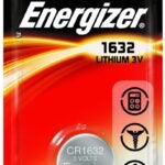 Energizer ECR1632BP Coin Cell Battery, 3 V Battery, 130 mAh, CR1632 Battery, Lithium, Manganese Dioxide