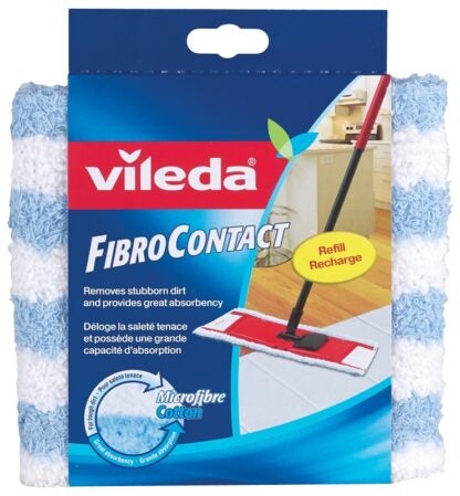 Vileda Fibro Contact 126445 Mop Refill, Cotton/Microfiber, White