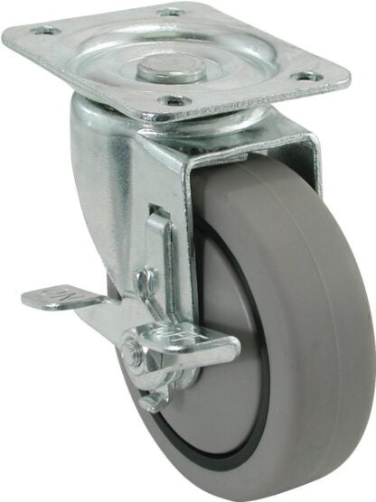 Shepherd Hardware 3733 Swivel Wheel Caster, 3 in Dia Wheel, 180 lb Load, Thermoplastic Rubber, Gray