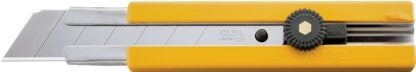 Olfa 5006 Utility Knife, 25 mm W Blade, Stainless Steel Blade, Symmetrical Handle, Yellow Handle