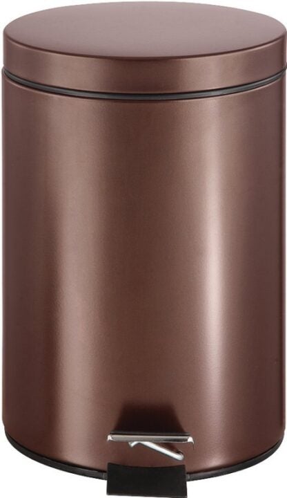 Simple Spaces LYP0701 Trash Can, 1.85 gal Capacity, Plastic/Stainless Steel/Steel, Venetian Bronze, Flat Lid Closure