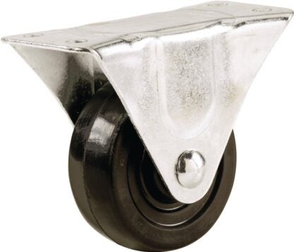 Shepherd Hardware 9490 Rigid Caster, 1-1/2 in Dia Wheel, 5/8 in W Wheel, Rubber Wheel, 40 lb