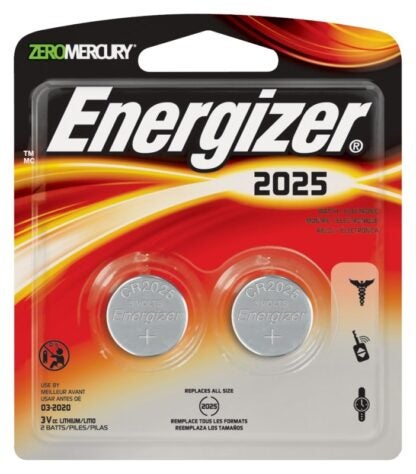 Energizer 2025BP-2N Coin Cell Battery, 3 V Battery, 163 mAh, Lithium-Ion Sells in Quantity of 10