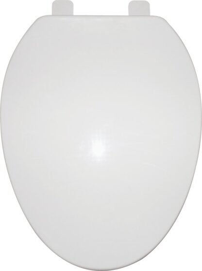 ProSource Q-019-WH Toilet Seat, Elongated, Polypropylene, White, Plastic Hinge