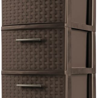 Sterilite 26306P02 Weave Tower, 3-Drawer, Plastic, 12-5/8 in OAW, 15 in OAH, 24 in OAD