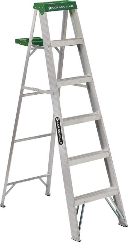 Louisville AS4006 Step Ladder, 125 in Max Reach H, 5-Step, 225 lb, Type II Duty Rating, 3 in D Step, Aluminum