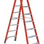 Louisville FM1508 Twin Front Ladder, 147 in Max Reach H, 7-Step, 300 lb, Type IA Duty Rating, 3 in D Step, Fiberglass