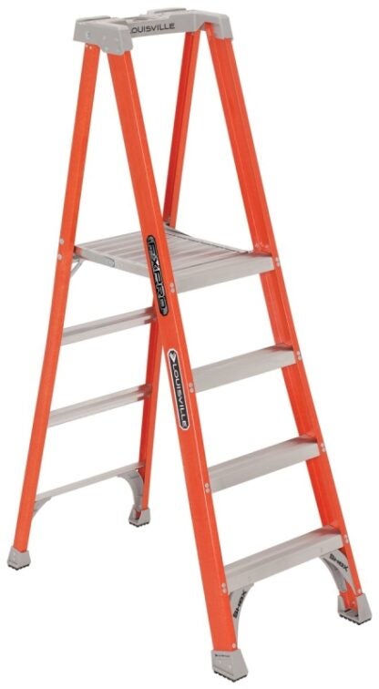 Louisville FXP1704 Platform Ladder, 46 in Max Standing H, 300 lb, Type IA Duty Rating, 4-Rung, 3 in D Step, Fiberglass