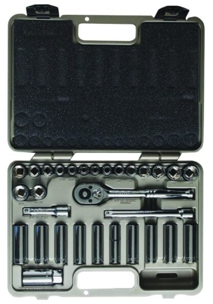 Crescent CTK35 Mechanic Tool Set, 35-Piece, Steel Alloy, Chrome