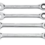 GearWrench 9309D Wrench Set, 4-Piece, Steel, Polished Chrome, Specifications: SAE Measurement