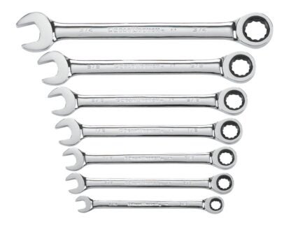 GearWrench 9317 Wrench Set, 7-Piece, Steel, Polished Chrome, Specifications: SAE Measurement