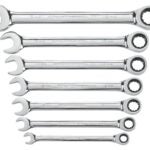 GearWrench 9417 Wrench Set, 7-Piece, Steel, Polished Chrome, Specifications: Metric Measurement