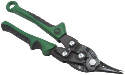 Crescent Wiss M2P Aviation Snip, 9-3/4 in OAL, 1-3/8 in L Cut, Right, Straight Cut, Ergonomic Handle, Black/Green Handle