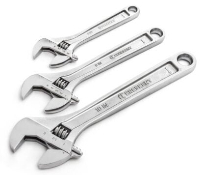 Crescent AC3PC Wrench Set, 3-Piece, Alloy Steel, Polished/Satin Chrome