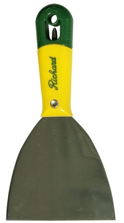 Hyde Richard Series 01214 Putty Knife, 4 in L Blade, Carbon Steel Blade, Half Tang Blade, Polypropylene Handle