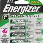 Energizer NH15BP-4 Rechargeable Battery, 1.2 V Battery, 2300 mAh, AA Battery, Nickel-Metal Hydride, Black