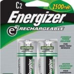 Energizer NH35BP-2 Rechargeable Battery, 1.2 V Battery, 2500 mAh, C Battery, Nickel-Metal Hydride, Green/Silver