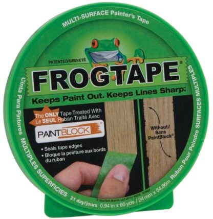 FrogTape 1408360 Painting Tape, 60 yd L, 0.94 in W, Green