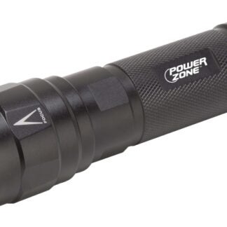 PowerZone 12083 Tactical Flashlight, AA Battery, LED Lamp, 400 Lumens, 120 m Beam Distance, 10 hrs Run Time, Black