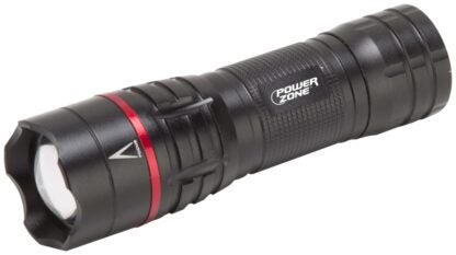 PowerZone 12093 Tactical Flashlight, AAA Battery, LED Lamp, 500 Lumens, 140 m Beam Distance, 2.5 hrs Run Time