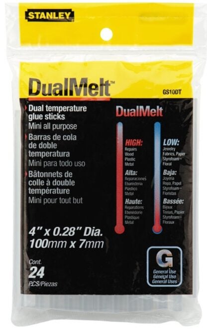 STANLEY DualMelt GS10DT Glue Stick, Stick, Resin Odor, Clear