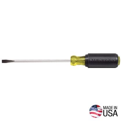 KLEIN TOOLS 605-6 Screwdriver, 1/4 in Drive, Cabinet Drive, 10-11/32 in OAL, 6 in L Shank, Rubber Handle