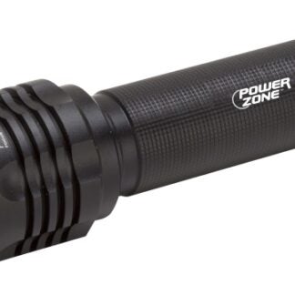 PowerZone 12139 Tactical Flashlight, AA Battery, LED Lamp, 2000 Lumens, 180 m Beam Distance, 8 hrs Run Time, Black