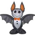 Santas Forest 90845 Inflatable Halloween Bat, 4 ft H, Polyvinyl, Black/Orange, Internal Light/Music: Internal Light Sells in Quantity of 6